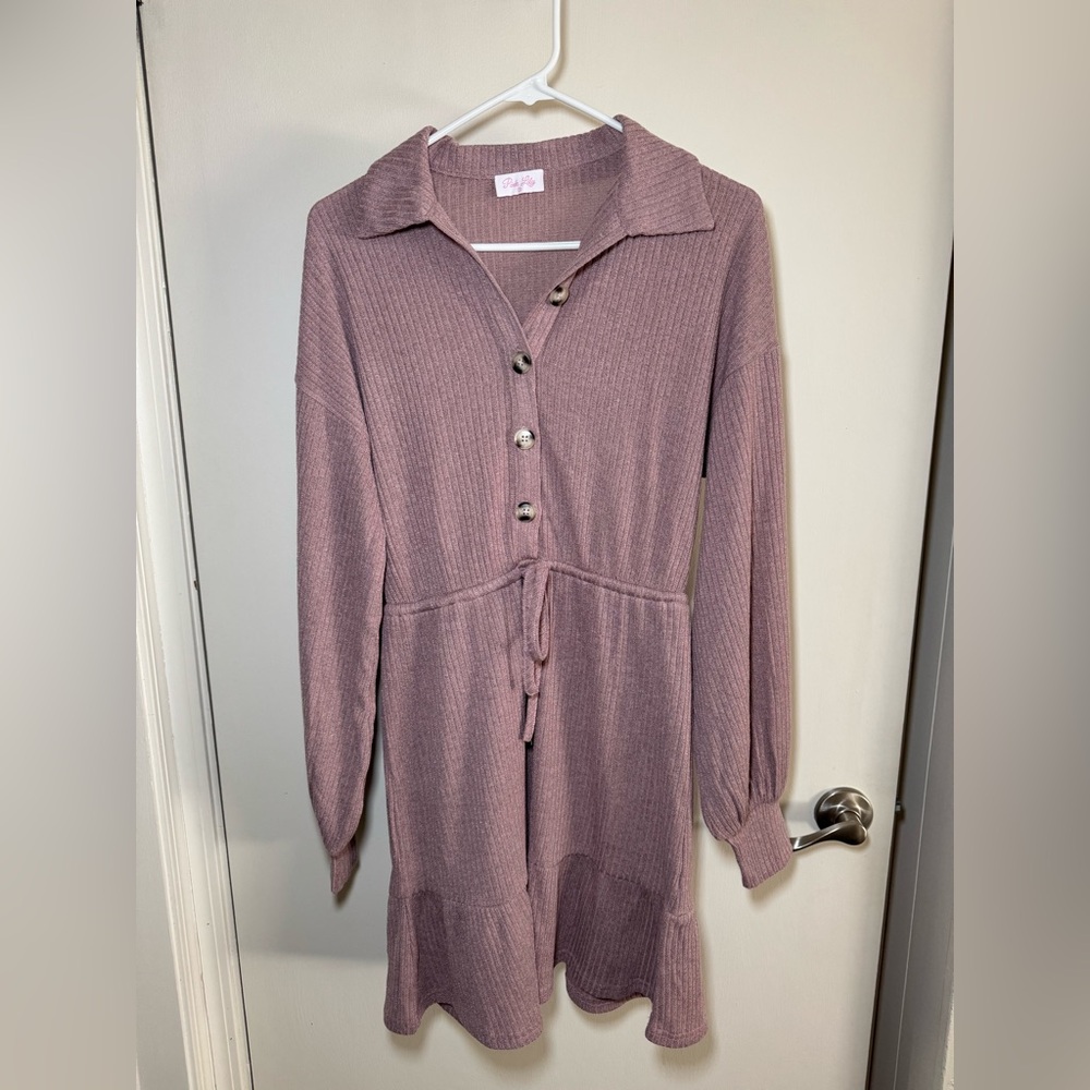 Mauve Button-Up Dress